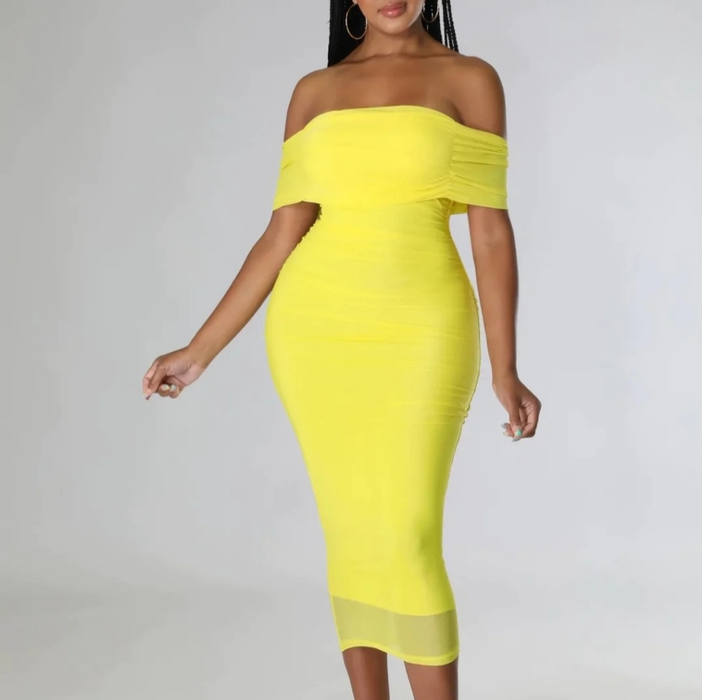 Yellow midi dress